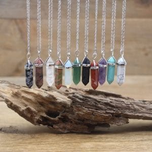 Healing Chakra Pendant Necklace Hexagonal Stone Crystal Quartz Fluorite Lapis Chakra Jewelry